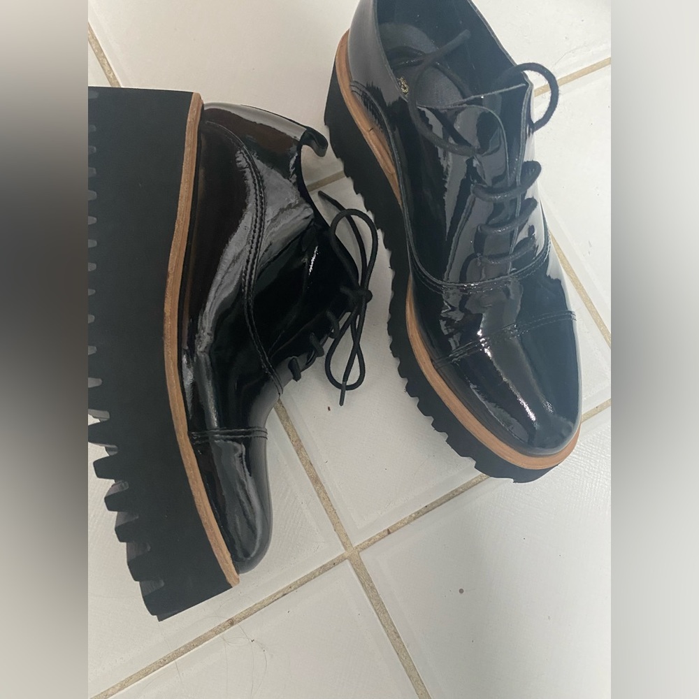 NIB platform black patent oxfords AllBlack brand.